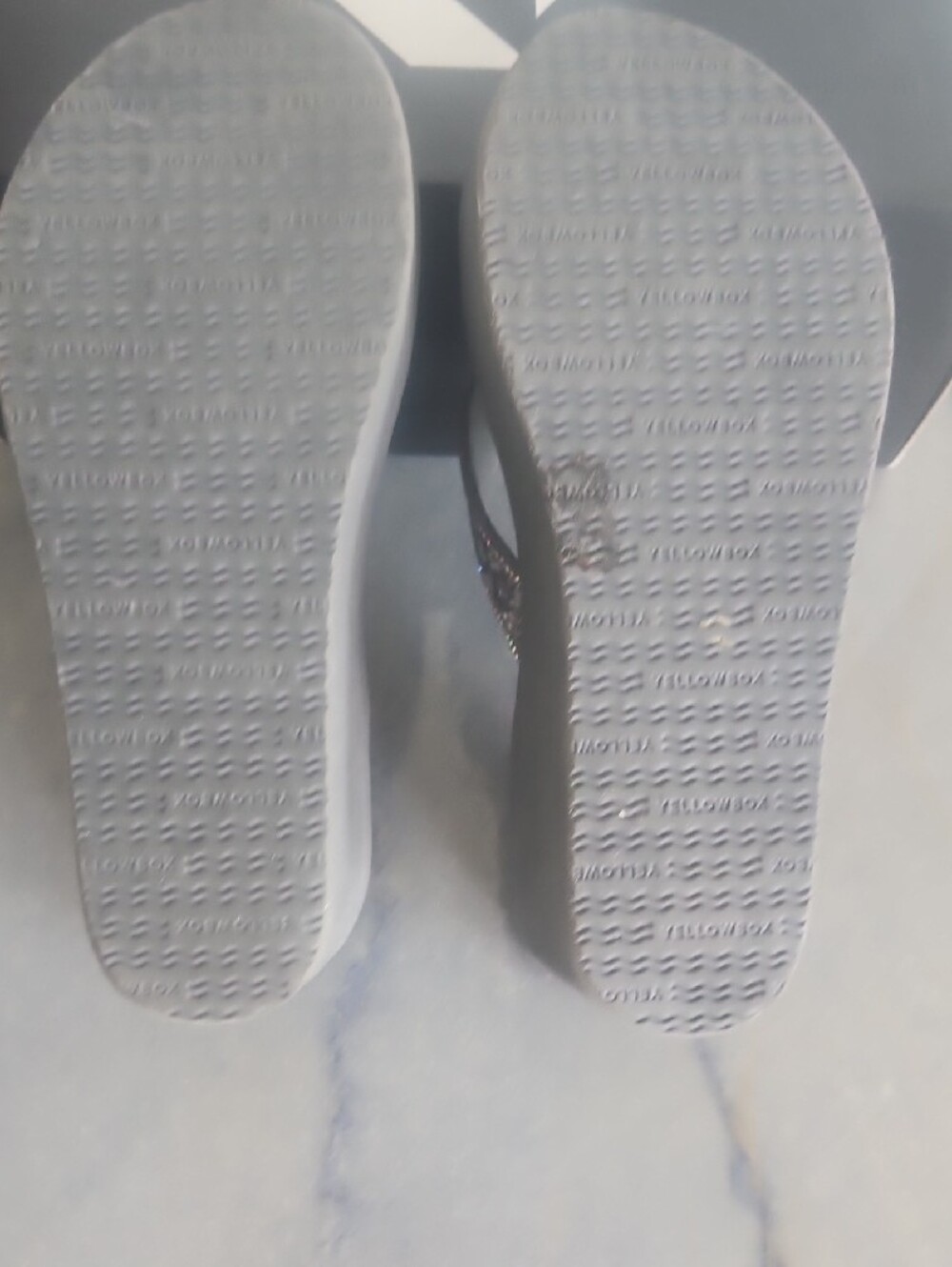 Yellow Box Silver Jeweled Wedge Sandals - Picture 6 of 7